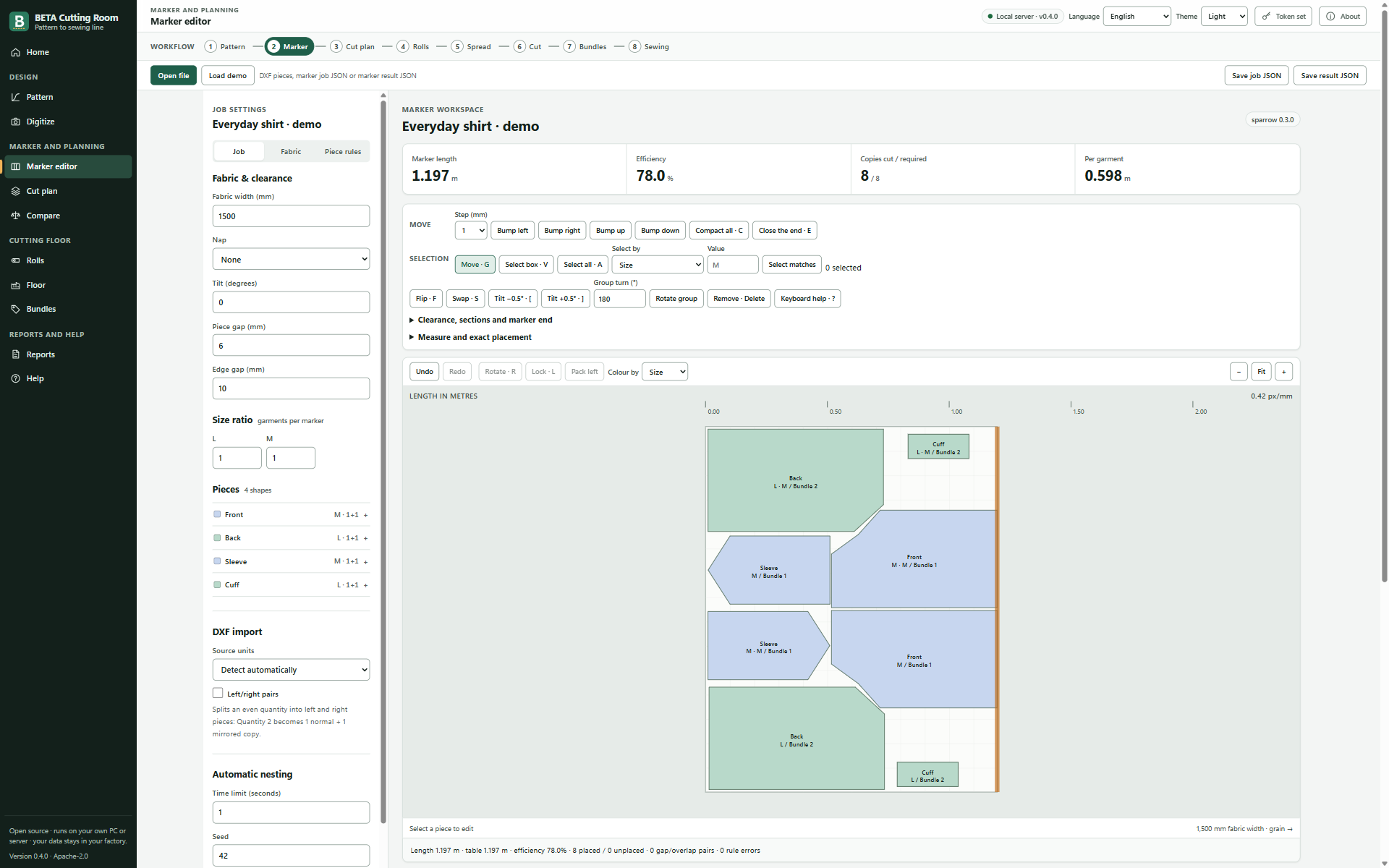 Screenshot of the Marker editor screen in BETA Cutting Room